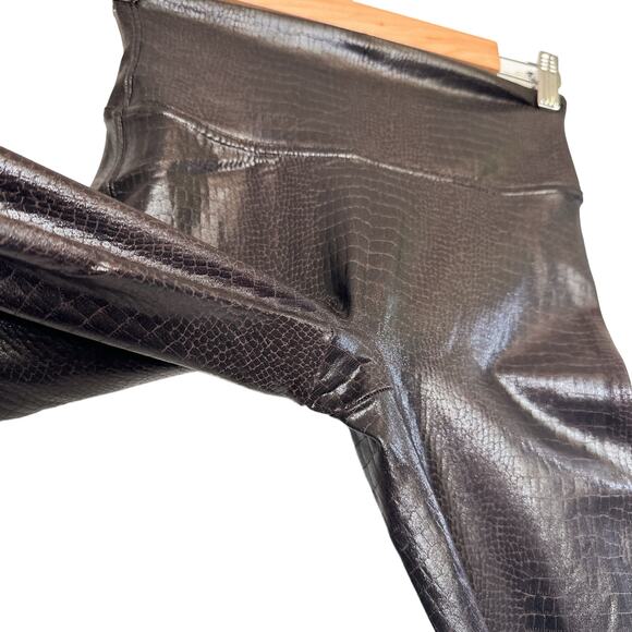 Spanx Faux Leather Croc Shine High Waisted Leggings 20303R Dark Brown Small - Picture 9 of 16